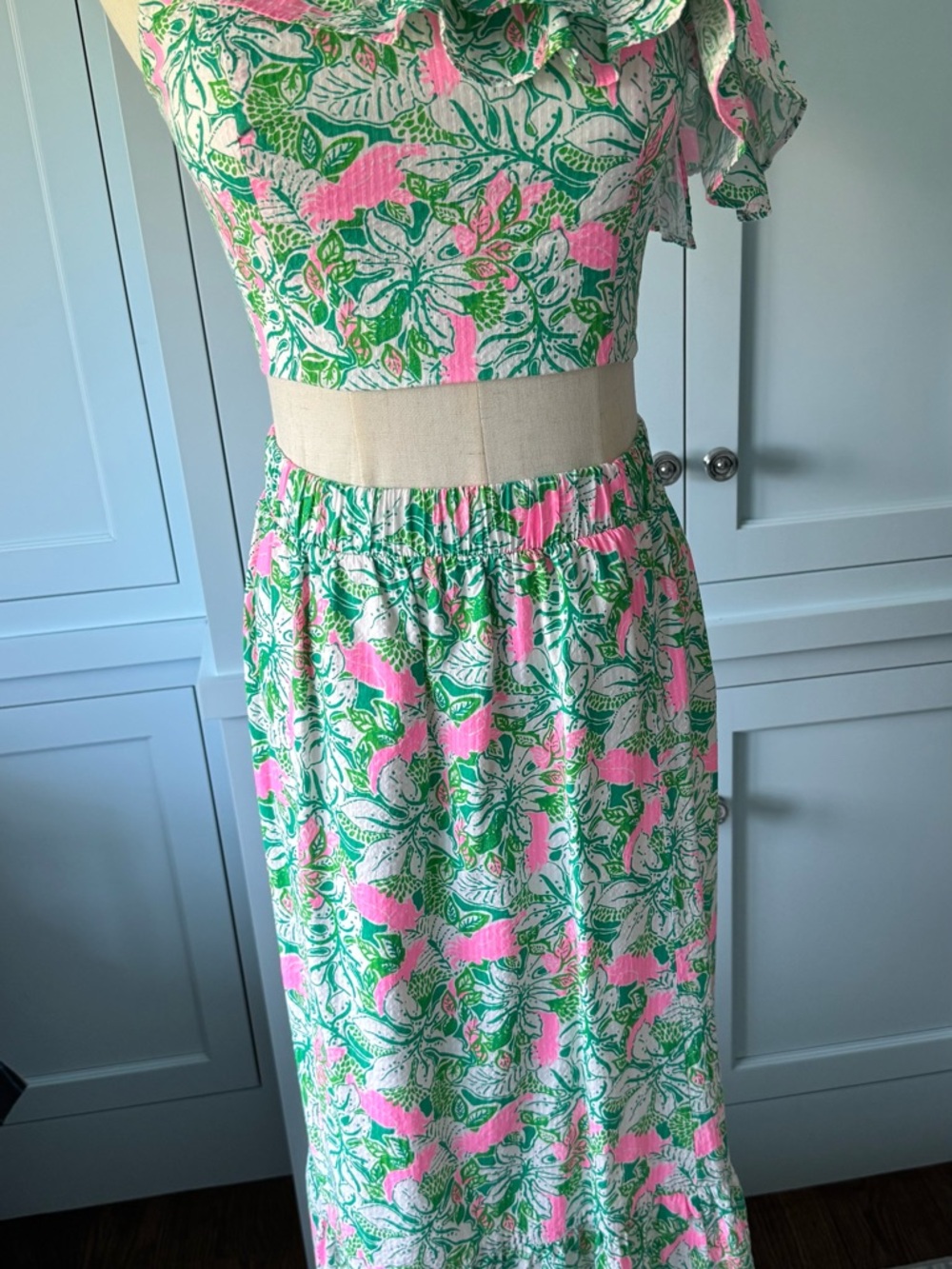 Lilly Pulitzer Mint and Hot Pink 2 piece outfit.